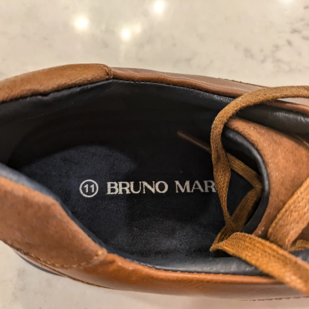 Bruno Marc Brown Leather Oxfords with Lace-Up Design Size 11